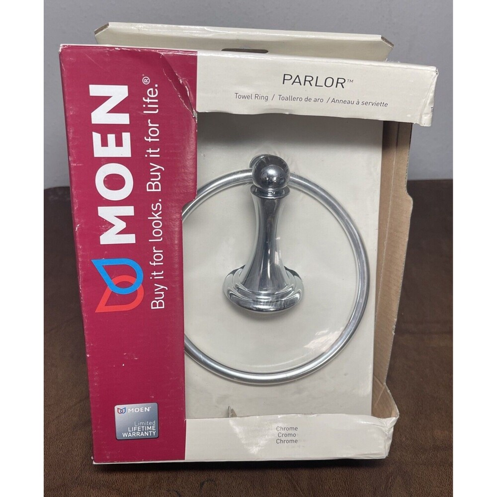 NEW Moen PARLOR Silver Chrome Towel Ring Bathroom Hardware DN5486CH